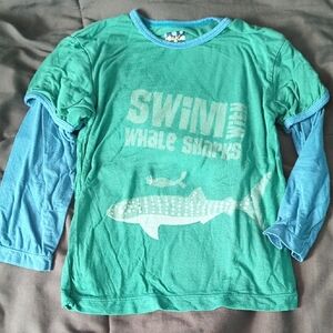 Green and Blue Swim Whale Sharks Graphic Tee